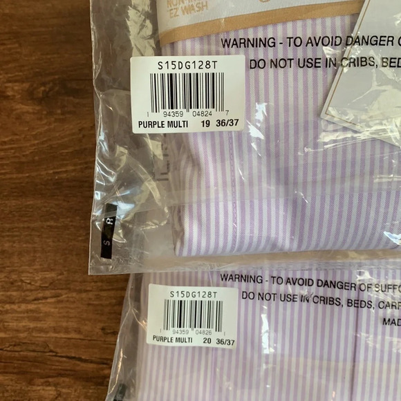 Roundtree & Yorke Gold Label Dress Shirt Purple Pin Point Tall Man 10 New - Picture 5 of 9